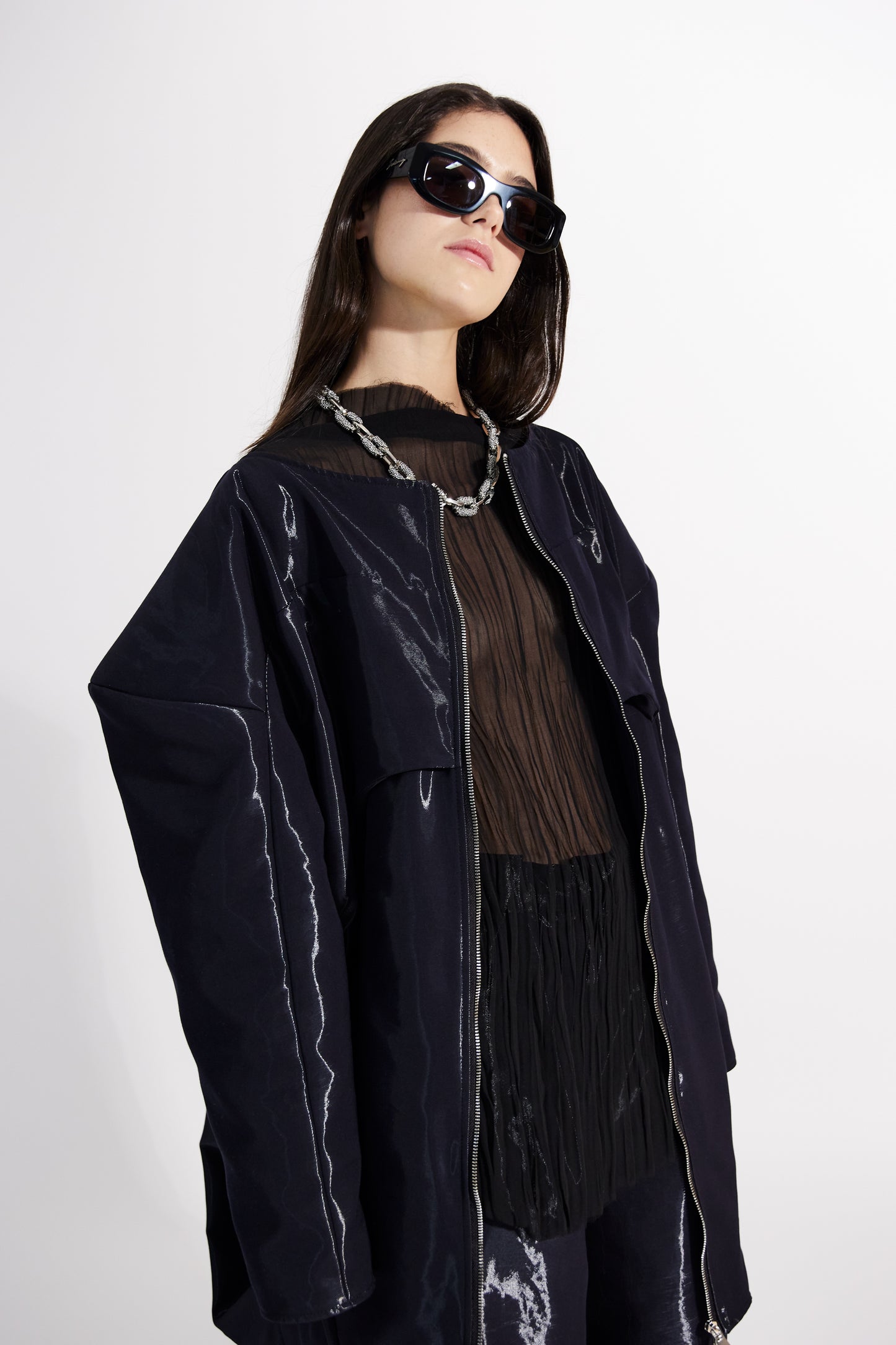 BOAT NECKLINE OVERSIZED JACKET